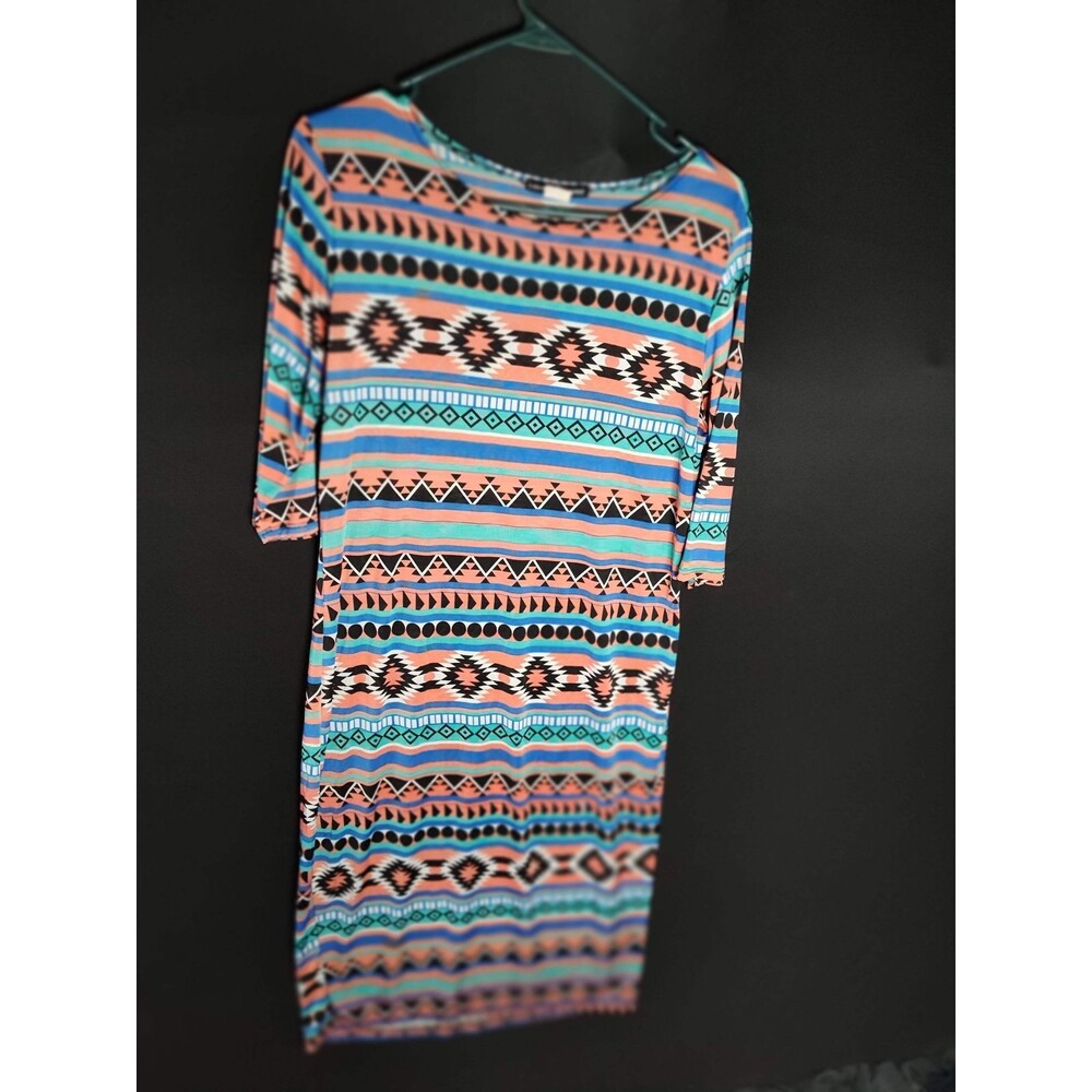 Love Chesley Aztec Striped Short Dress - Size S